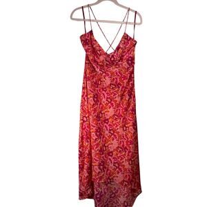 Express Vintage Y2K Pink Floral Slip Dress NWT Tie Front Midi